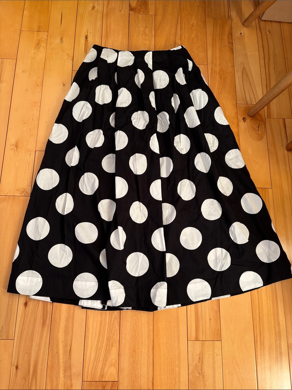 Maeve Black Skirt with White Polka Dots